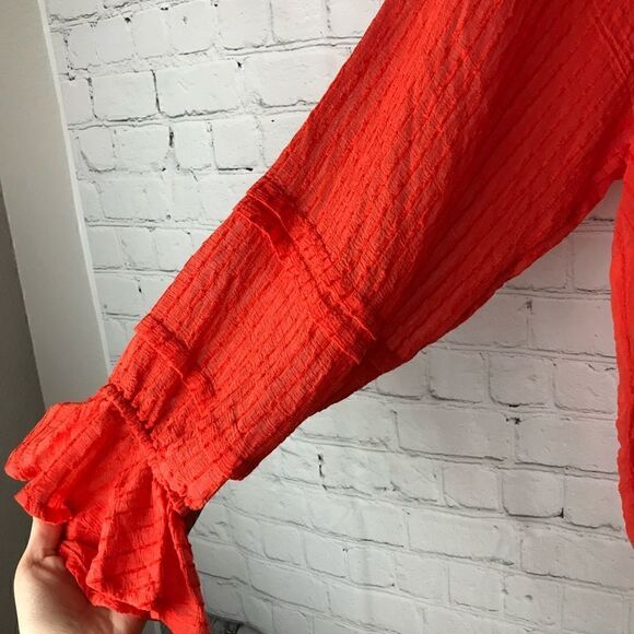 Torrid Stripe Gauze Lace-Up Peasant Top Size 1 - Picture 3 of 6